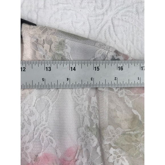 Brittany Black Top Size XL Handkerchief Hem Floral Lace Lined Multicolor - Picture 4 of 9